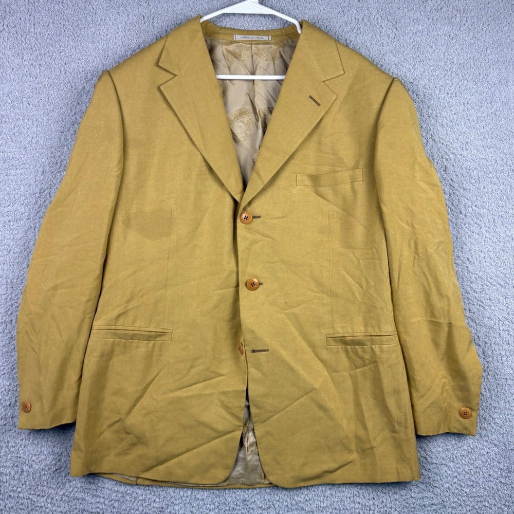 Gianni Versace Couture Blazer Mens 44 54 Yellow Silk Medusa Lining Italy Coat